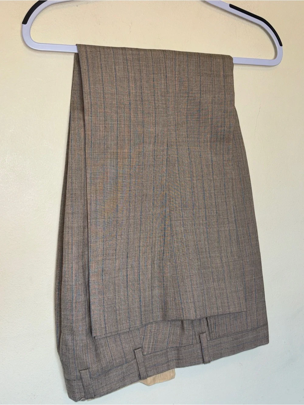 Vtg 70s Retro Botany 500 Suit 2 Piece Tan Plaid Blue Pinstripe Wool Grandpacore